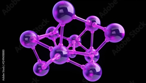 3d render of a molecule purple blue yellow orange green