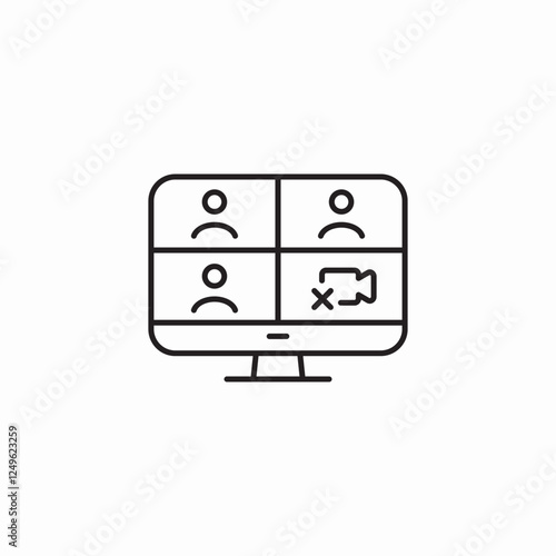 desktop meeting icon sign vector