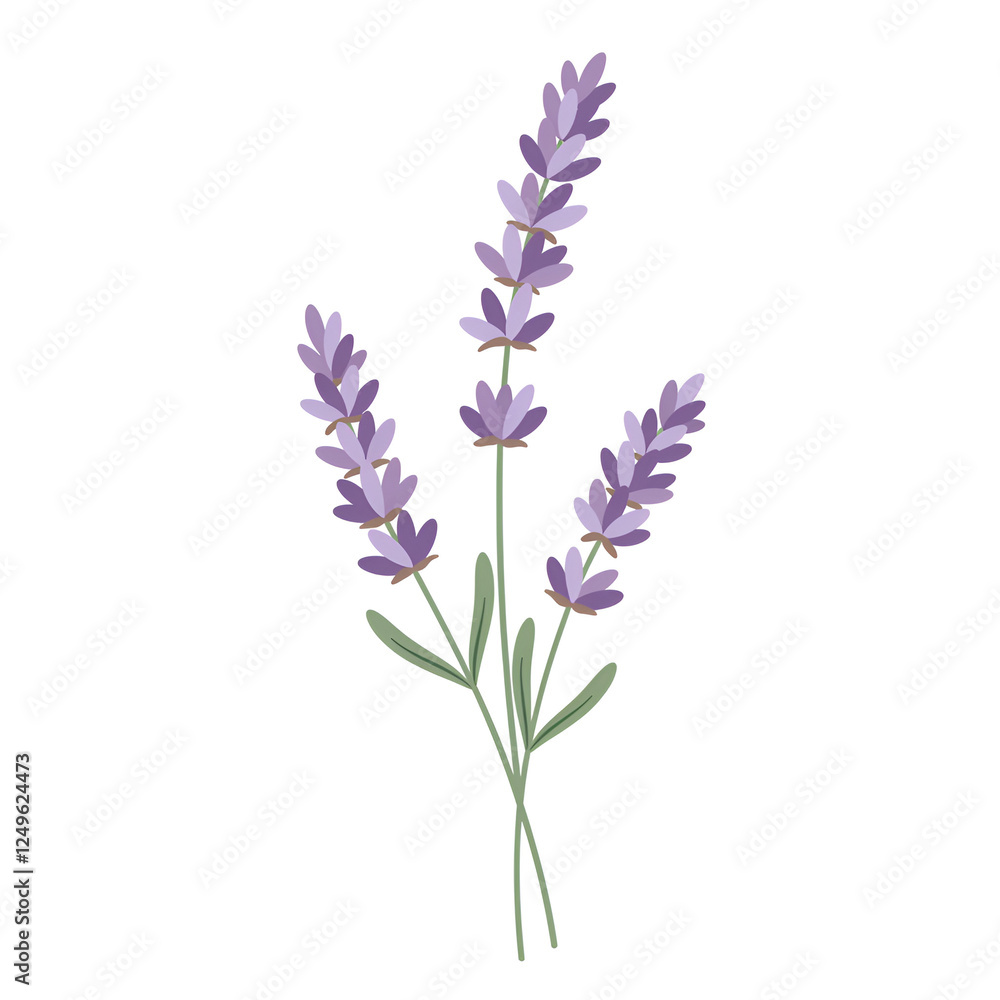 Naklejka premium Lavender Sprig with Subtle Shapes and Elegant Design