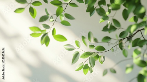Close-Up View of a Green Leaf on a White Background