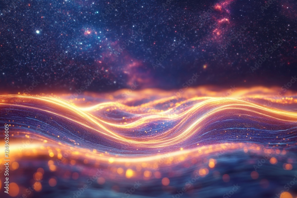 Fototapeta premium Vibrant cosmic waves illuminate a stunning interstellar landscape at night