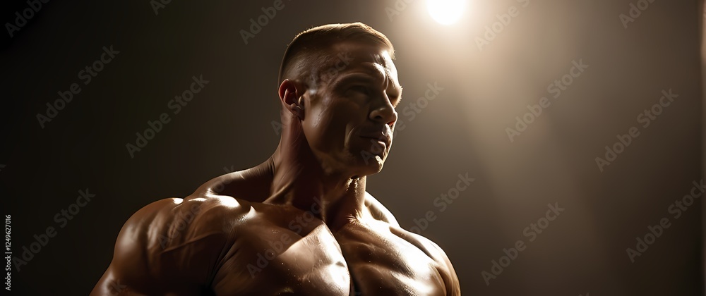 Impressive Closeup of a Bodybuilders Upper Body Capturing Power and Discipline Through Rich Textures and Striking Angles Impressive Closeup of a Bodybuilders Upper Body Capturing Power and Discipline Through Rich Textures and Striking Angles