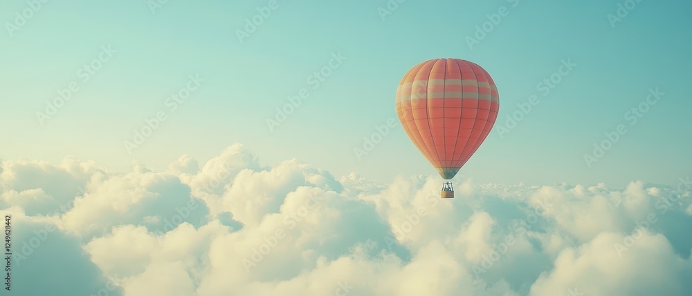 Fototapeta premium Bright and Colorful Hot Air Balloon Floating Above the Clouds