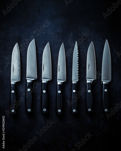 Kitchen Knives, Dark Background, Professional Grade