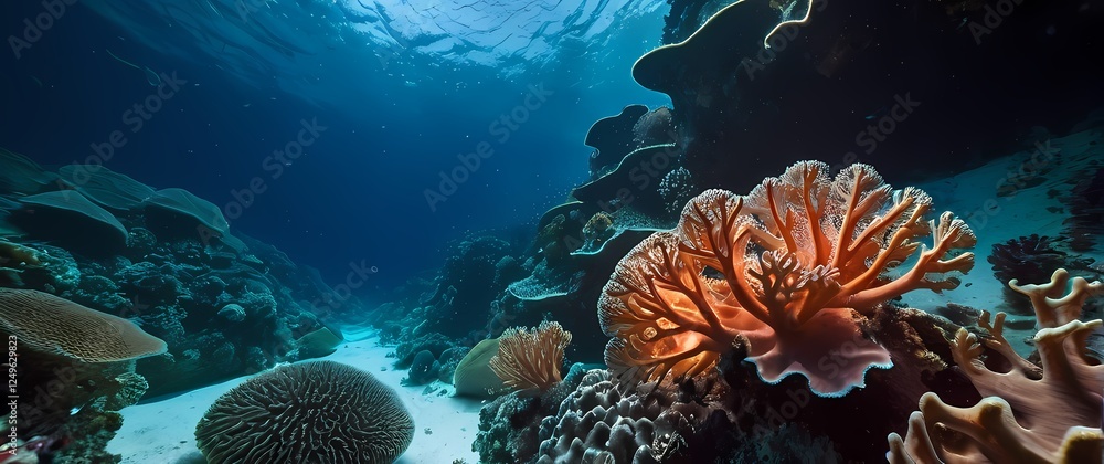 Fototapeta premium Enchanting scene of sponge like coral formations under the sea teeming with life and showcasing the vibrancy of the underwater world