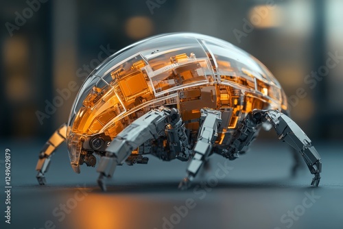 Innovative robotic turtle designed with transparent shell and glowing components for advanced technology exploration photo