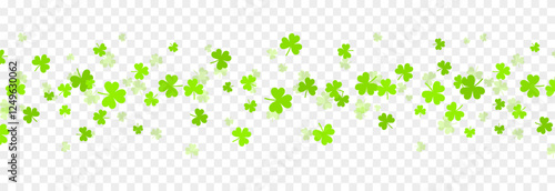 Vector flying clover png. Clover symbol of luck. Falling clover png. Saint Patrick's Day background.