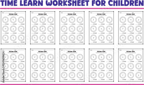 Time learning worksheets for children