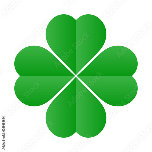 Lucky four-leaf clover icon in green gradient color isolated on transparent background. Shamrock pictogram. Good luck symbol in St Patrick's Day.