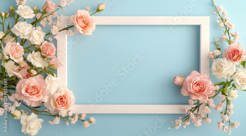 Elegant empty background with a floral frame, sophisticated design – perfect for luxury branding, decoration, and digital marketing