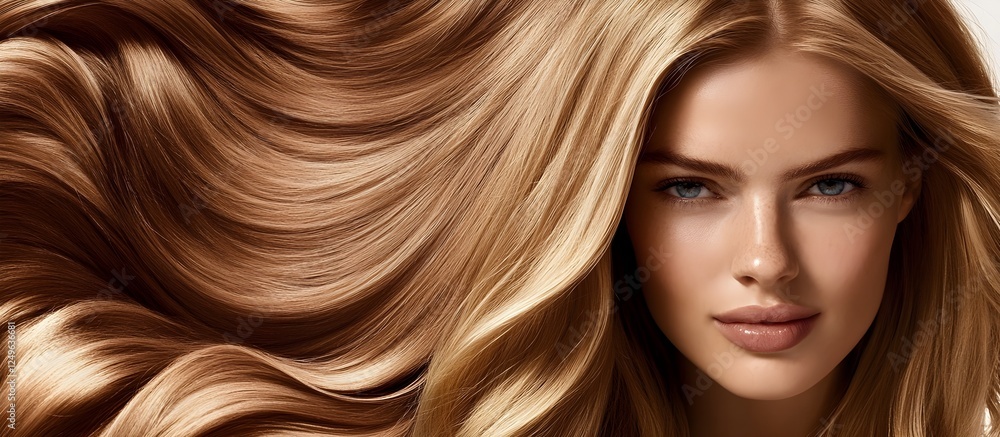 Fototapeta premium Beautiful woman with voluminous curly hairstyle,suitable for advertising hair care products,beauty salon marketing materials,fashion blog posts,editorial articles in magazines dedicated to health,beau