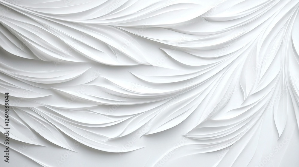 A close-up of a white wall with a wave pattern at the base A close-up of a white wall with a wave pattern at the base