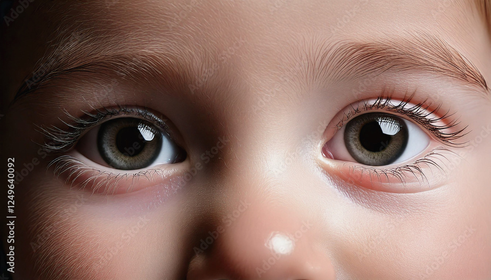 Naklejka premium Close-up of Human baby child Eye with Iris and Optical Details