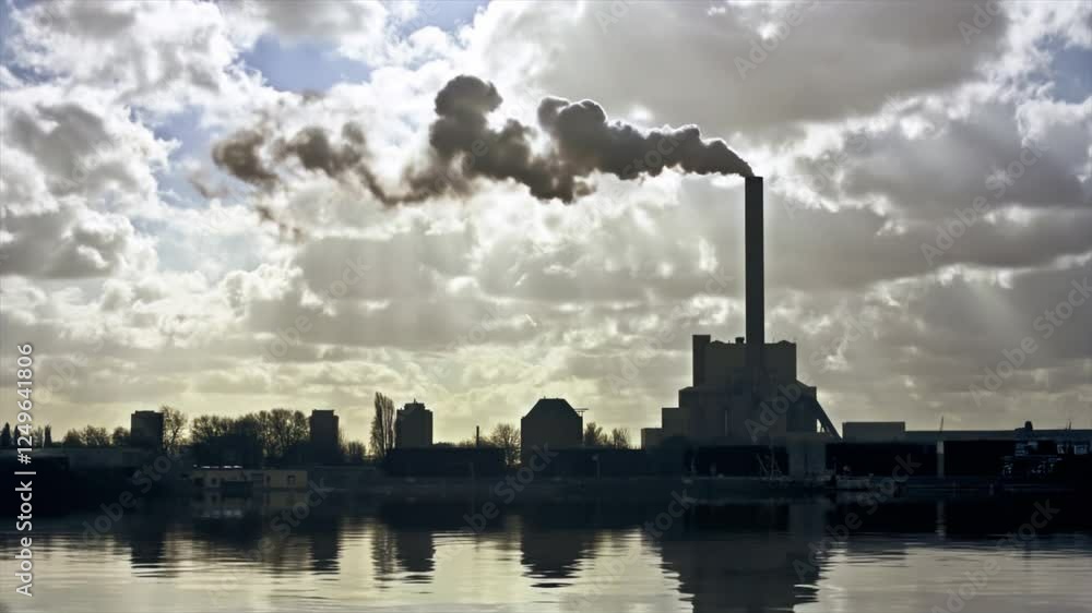 Smoke from a polluting factory, environtal issue Smoke from a polluting factory, environtal issue