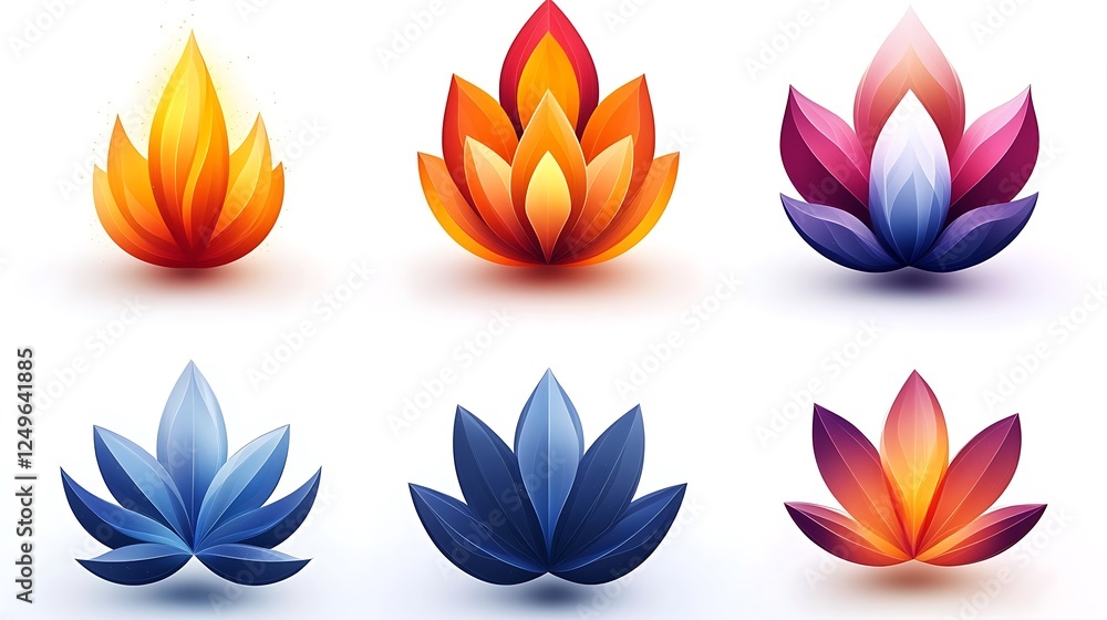 Geometric fire leaf logo in color high resolution hd design Geometric fire leaf logo in color high resolution hd design