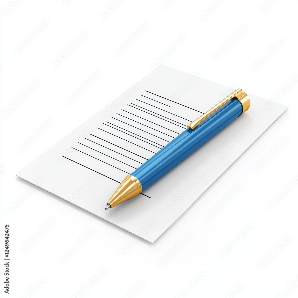 Contract 3D render icon on a clean white background, symbolizing legal agreements business deals Contract 3D render icon on a clean white background, symbolizing legal agreements business deals