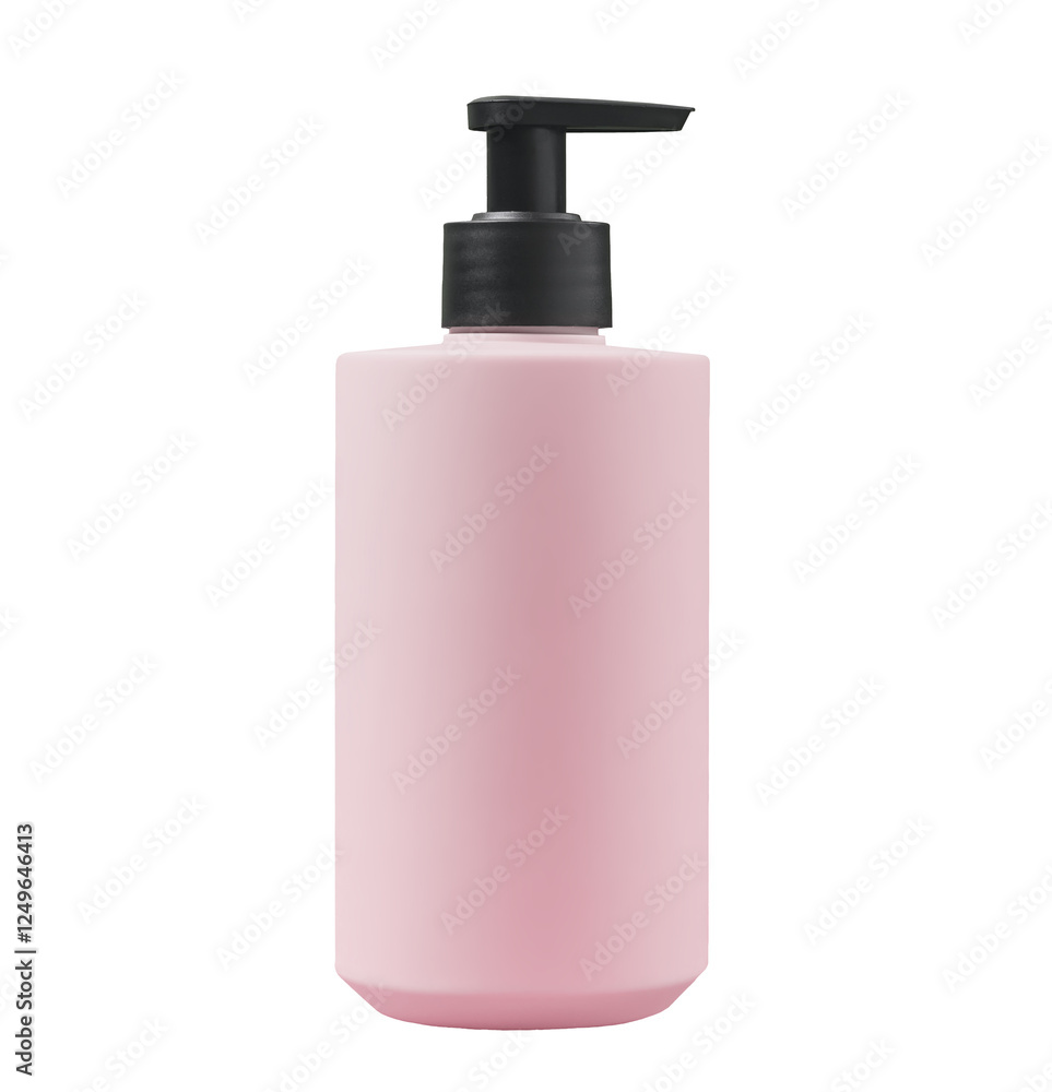 Mockup generic plastic pink pump bottle isolated on white Mockup generic plastic pink pump bottle isolated on white