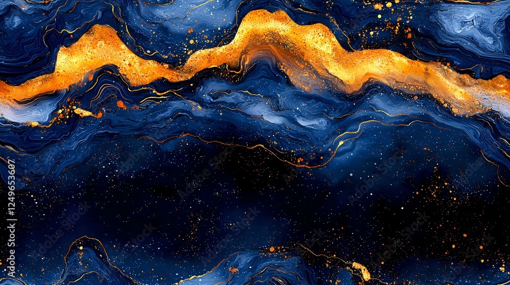 Abstract navy blue and gold marble texture with flowing liquid waves and golden veins on dark background, luxury art design pattern for modern decor and wallpaper. Abstract navy blue and gold marble texture with flowing liquid waves and golden veins on dark background, luxury art design pattern for modern decor and wallpaper.