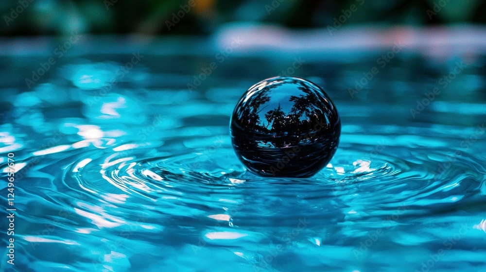 An image of a black object afloat on a pool of water amidst surrounding trees in the background An image of a black object afloat on a pool of water amidst surrounding trees in the background