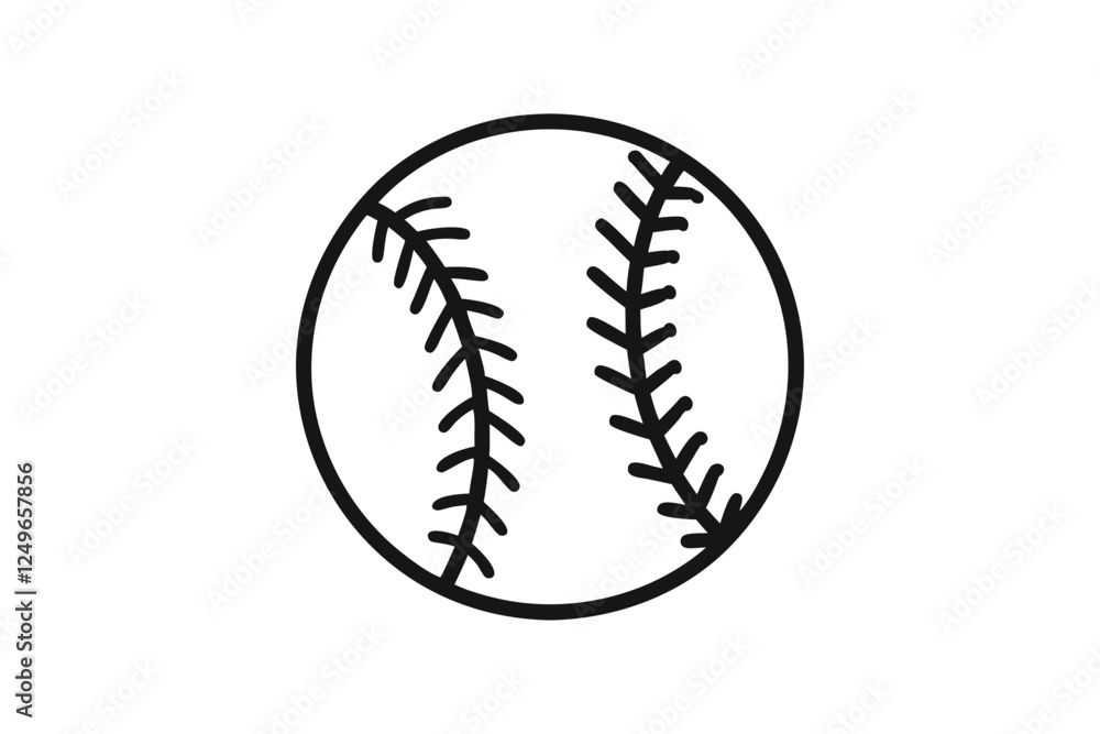 Hand-drawn baseball laces vector icon with sketch-style details on a white background Hand-drawn baseball laces vector icon with sketch-style details on a white background