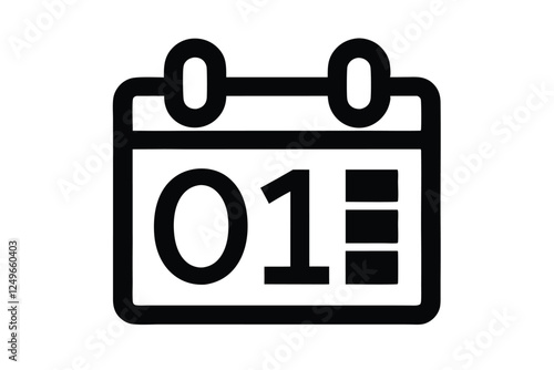 Minimalist calendar icon with bold numbers for the date on a white background