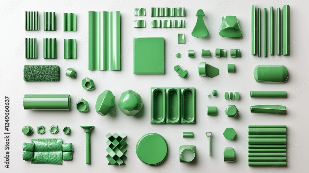 Fototapeta premium bundle green colour professional graphic design element 2d isolated with white background