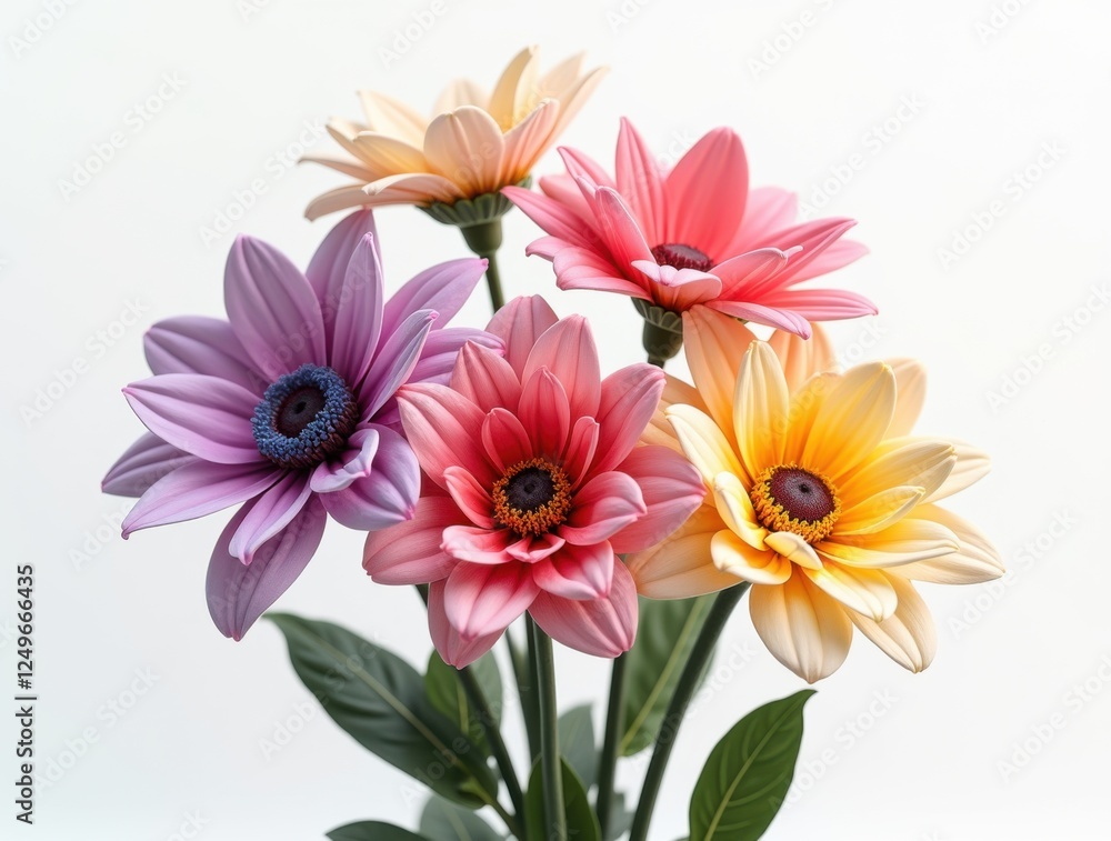 A composition of fresh flowers in soft pastel shades arranged in an elegant vertical bouquet, against a white background.
A composition of fresh flowers in soft pastel shades arranged in an elegant vertical bouquet, against a white background.
