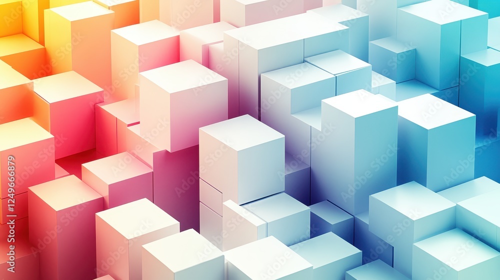 Colorful 3D cubes abstract background; technology concept Colorful 3D cubes abstract background; technology concept