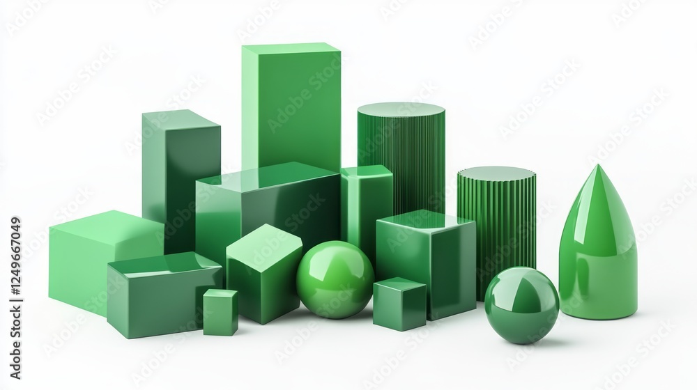 Naklejka premium bundle green colour professional graphic design element 2d isolated with white background
