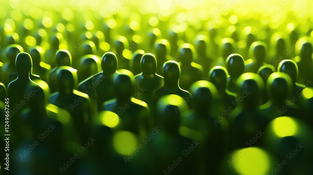 Obraz premium Bright green background with digital pattern. Recruiting concept. 3D Rendering