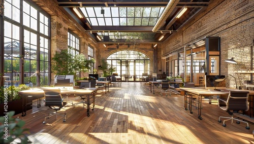 Wallpaper Mural Modern open office space with natural light and greenery fostering collaboration Torontodigital.ca