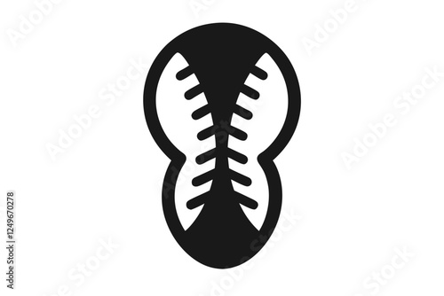 Silhouette vector illustration of baseball laces icon on a white background