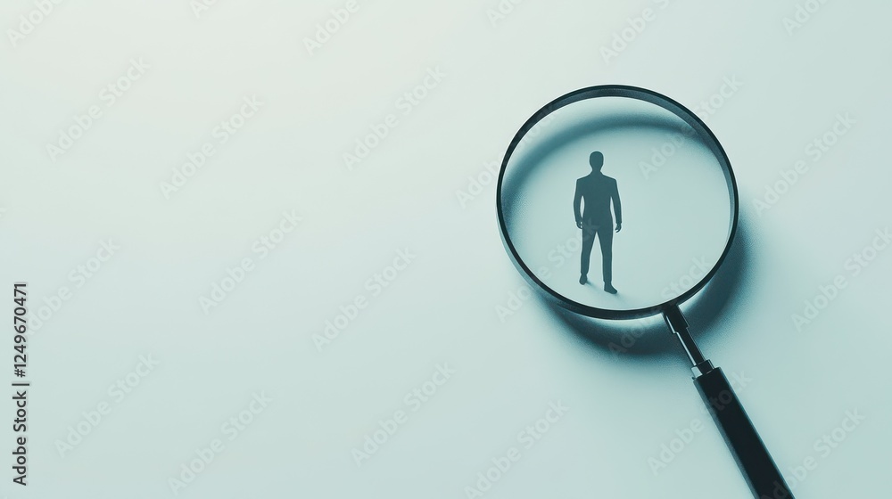 custom made wallpaper toronto digitalMagnifier zooming in on person icon on white background. HR and talent search concept. 3D Rendering