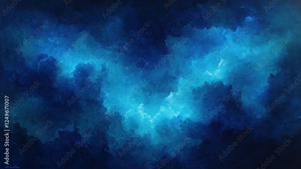 Fototapeta premium Blue Nebula Cloudscape, Cosmic Background, Abstract Art, Website Design
