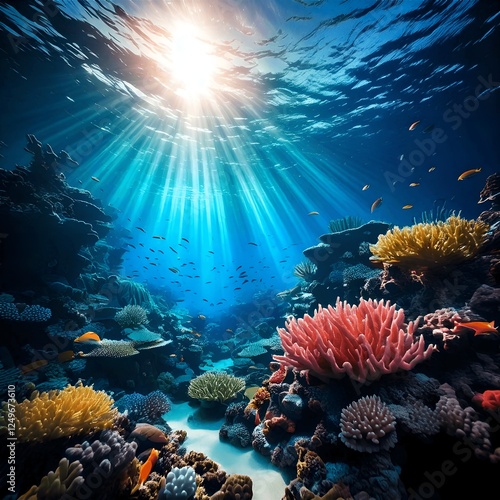 Wallpaper Mural coral reef in the red sea and the sun Torontodigital.ca