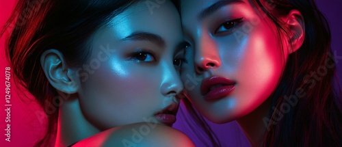 Ultra-High Resolution Editorial Fashion Image of Two Asian Models photo