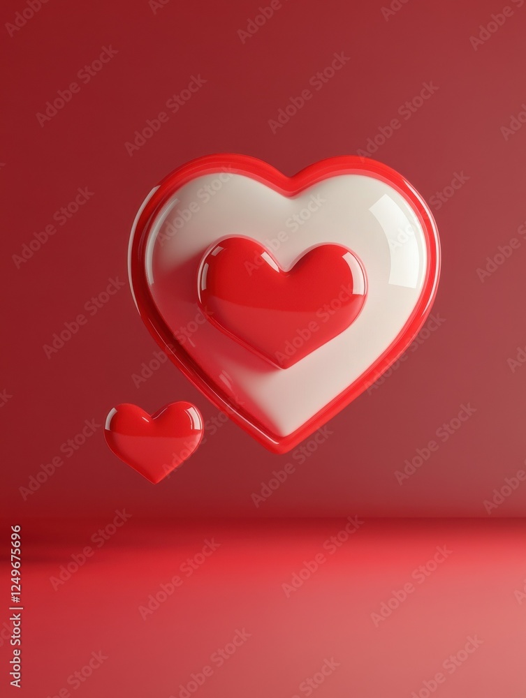 social media like notification red icon with heart symbol. Social media success concept - 3d rendering illustration social media like notification red icon with heart symbol. Social media success concept - 3d rendering illustration