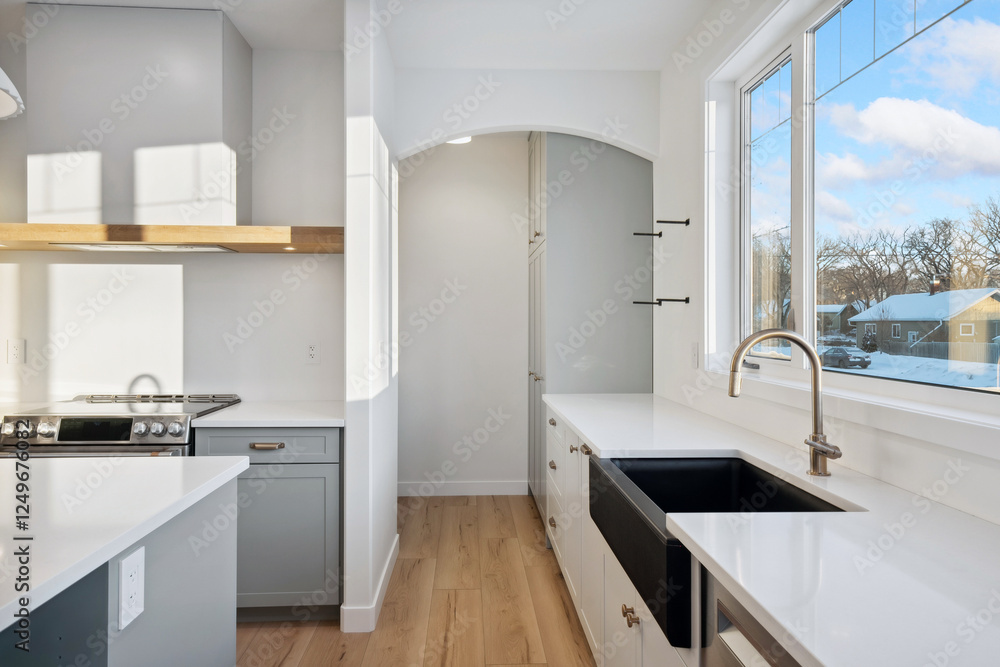 Kitchen with a sink and a window Kitchen with a sink and a window