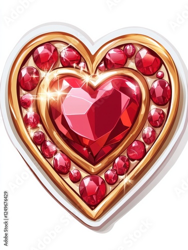 heart jewels sticker isolated on white background illustration