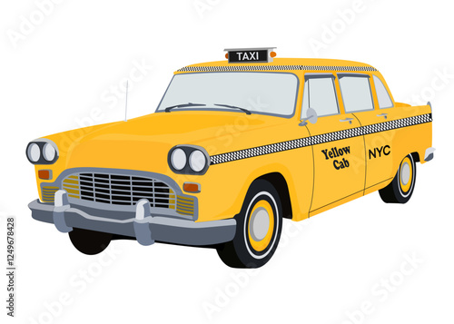 Retro yellow taxi cab, checker taxi