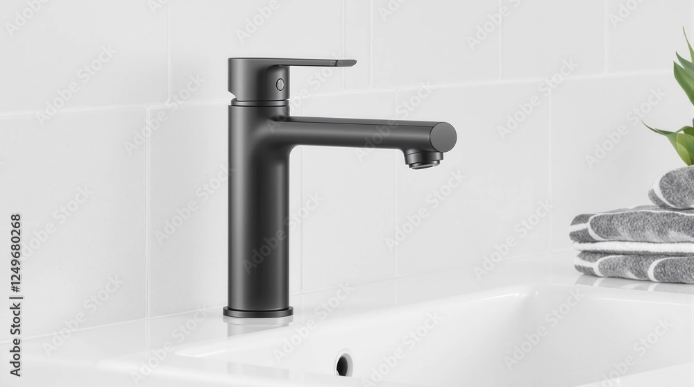 A black faucet with a silver handle A black faucet with a silver handle