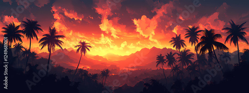 Tropical Skyline with Smoky Sunset Horizon