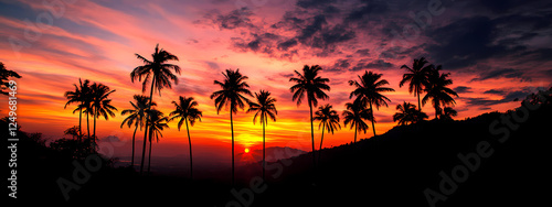 Tropical Skyline with Smoky Sunset Horizon