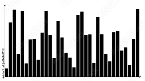 Detailed Black and White Bar Chart Design Element