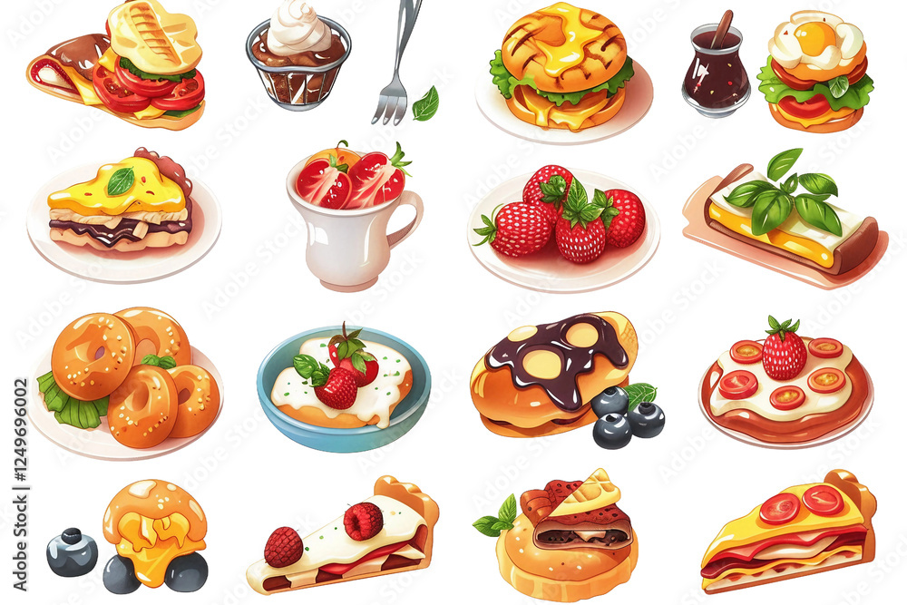 Vibrant and Playful Food Illustrations with Bold and Dynamic Colors Vibrant and Playful Food Illustrations with Bold and Dynamic Colors