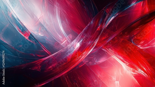 Abstract digital art; glowing red and white lines; dark background; futuristic design photo