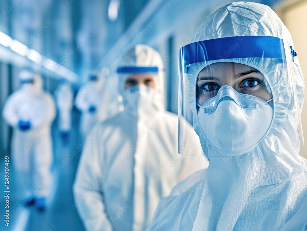 Professional Scientists in Biohazard Suits Professional Scientists in Biohazard Suits