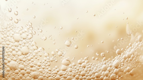 Golden Bubbles Abstract:  A captivating abstract image featuring a multitude of shimmering golden bubbles against a soft, light background. The image evokes feelings of warmth, effervescence.