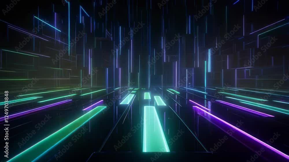 Vibrant Neon Light Wave Pattern in a Futuristic Space Environment Vibrant Neon Light Wave Pattern in a Futuristic Space Environment