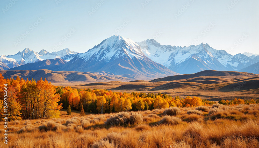 Autumn landscape with mountains and vibrant foliage Autumn landscape with mountains and vibrant foliage